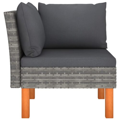 3-Piece Garden Lounge Set Poly Rattan Solid Eucalyptus Wood - Image 6