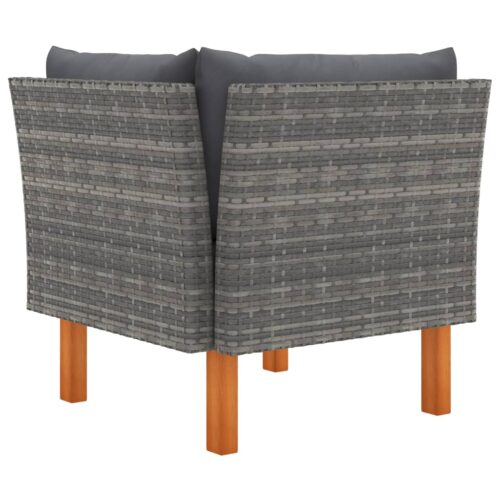 3-Piece Garden Lounge Set Poly Rattan Solid Eucalyptus Wood - Image 7