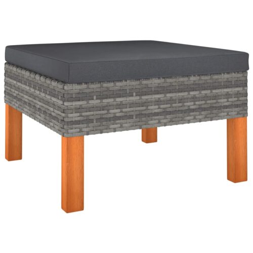 3-Piece Garden Lounge Set Poly Rattan Solid Eucalyptus Wood - Image 8