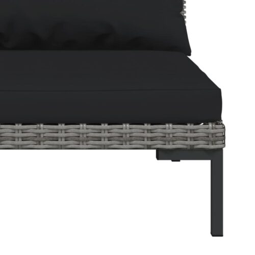 3-Piece Garden Lounge Set Dark Grey Half Round Poly Rattan - Image 10