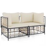Sectional Corner Sofas with Cushions 2pcs Poly Rattan