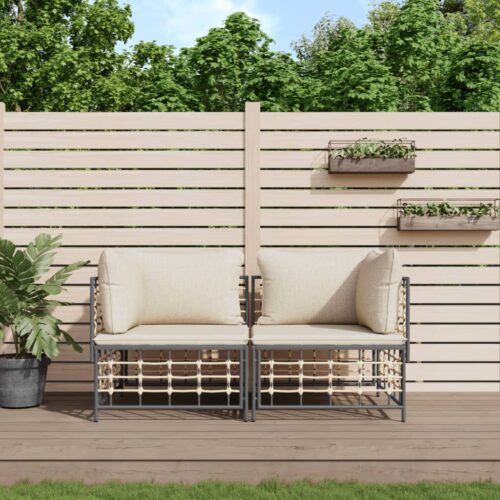 Sectional Corner Sofas with Cushions 2pcs Poly Rattan - Image 2