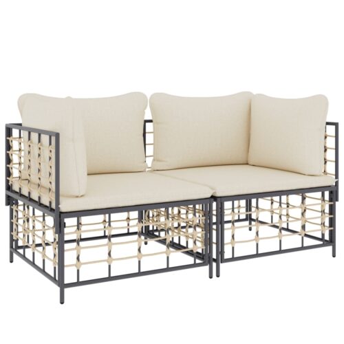 Sectional Corner Sofas with Cushions 2pcs Poly Rattan - Image 3