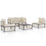 5-Piece Garden Lounge Set with Cushions Anthracite Poly Rattan
