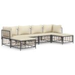 6-Piece Garden Lounge Set with Cushions Anthracite Poly Rattan