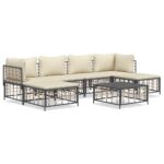 7-Piece Garden Lounge Set with Cushions Anthracite Poly Rattan