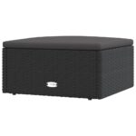 Black Wicker Rattan Outdoor Footstool Garden Patio Bench Ottoman Chair Seat