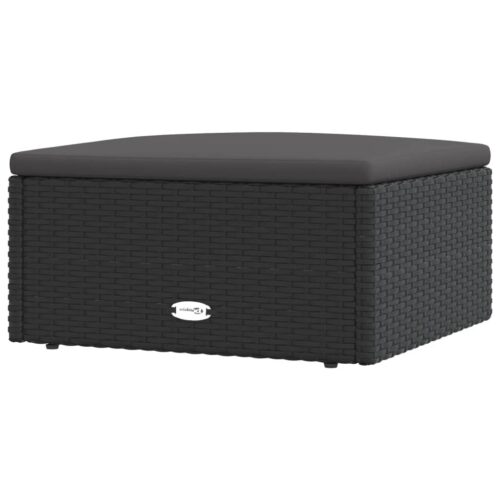 Black Wicker Rattan Outdoor Footstool Garden Patio Bench Ottoman Chair Seat