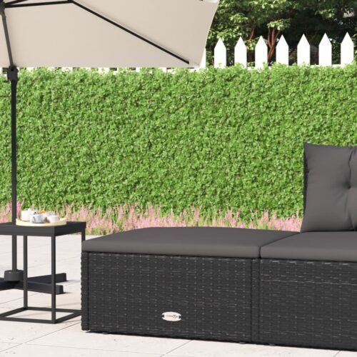 Black Wicker Rattan Outdoor Footstool Garden Patio Bench Ottoman Chair Seat - Image 2