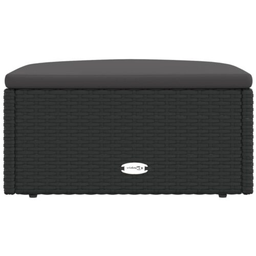Black Wicker Rattan Outdoor Footstool Garden Patio Bench Ottoman Chair Seat - Image 3