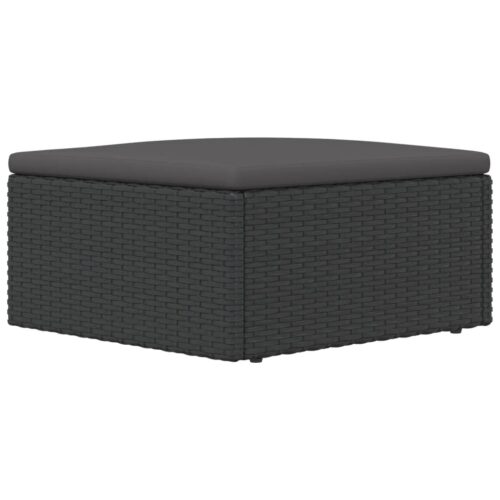 Black Wicker Rattan Outdoor Footstool Garden Patio Bench Ottoman Chair Seat - Image 5