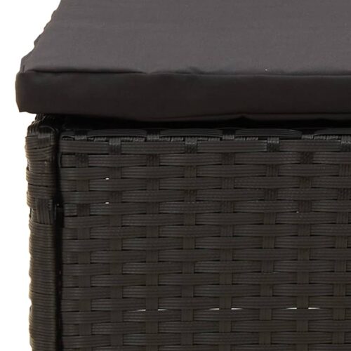 Black Wicker Rattan Outdoor Footstool Garden Patio Bench Ottoman Chair Seat - Image 6