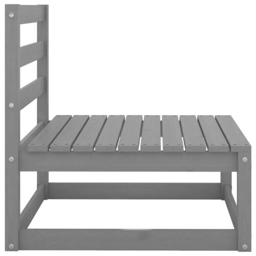 Garden Middle Sofa with Anthracite Cushions Grey Solid Pinewood - Image 4