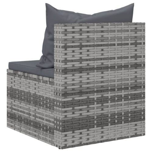 Garden Middle Sofas with Cushions 2pcs Grey Poly Rattan - Image 7