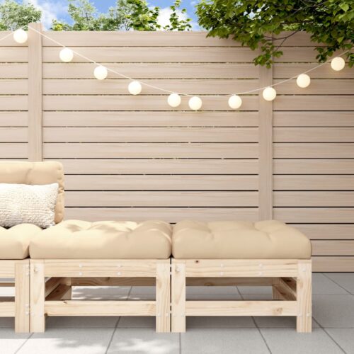 2pcs Outdoor Footstool Garden Patio Bench Ottoman Chair Seat Pine Wood - Image 2