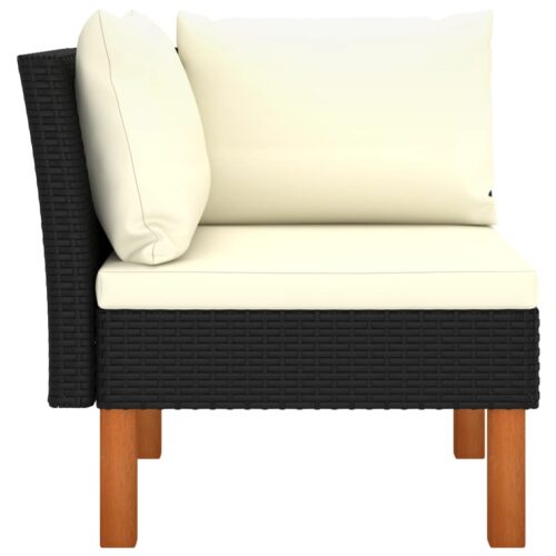Corner Sofas 2pcs Poly Rattan Solid Eucalyptus Wood - Image 4