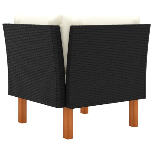 Corner Sofas 2pcs Poly Rattan Solid Eucalyptus Wood - Image 5