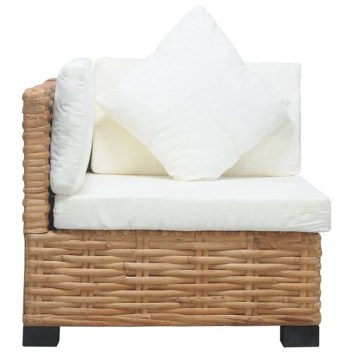 Natural Rattan Corner Sofa Cream White Cushions Indoor Single Seater Couch Chair - Image 8