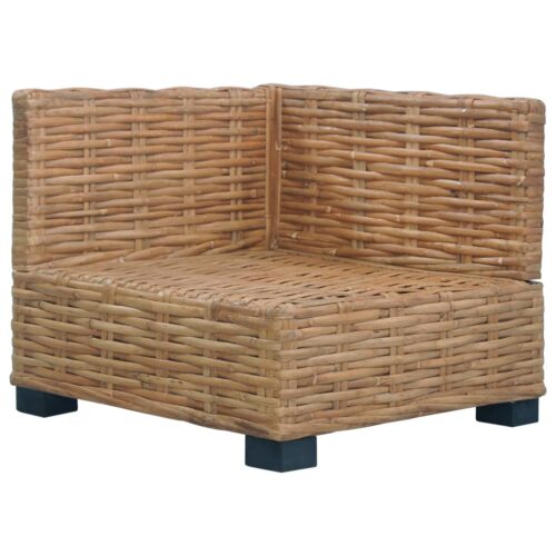 Natural Rattan Corner Sofa Cream White Cushions Indoor Single Seater Couch Chair - Image 4
