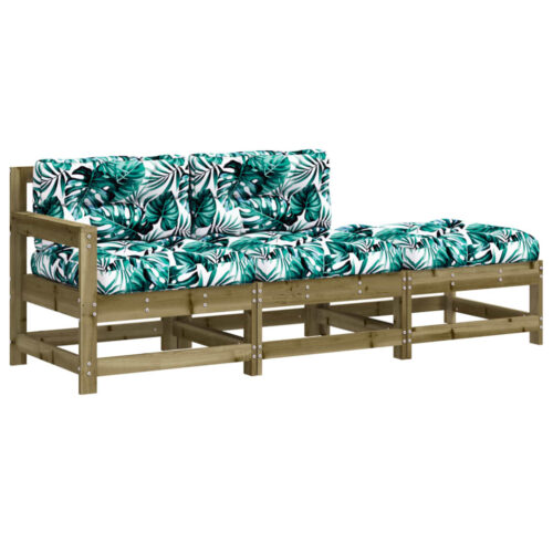 3-Piece Garden Lounge Set with Cushions Impregnated Wood Pine