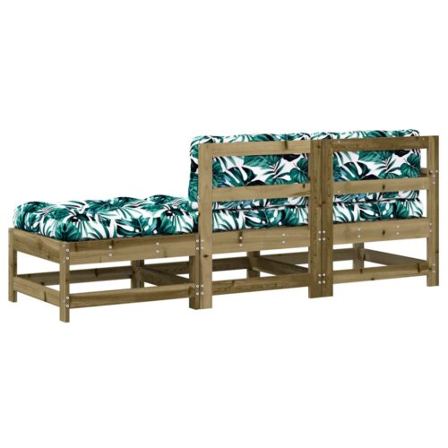 3-Piece Garden Lounge Set with Cushions Impregnated Wood Pine - Image 3