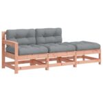 3-Piece Garden Lounge Set with Cushions Solid Wood Douglas