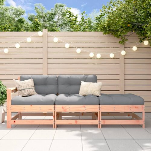 3-Piece Garden Lounge Set with Cushions Solid Wood Douglas - Image 2