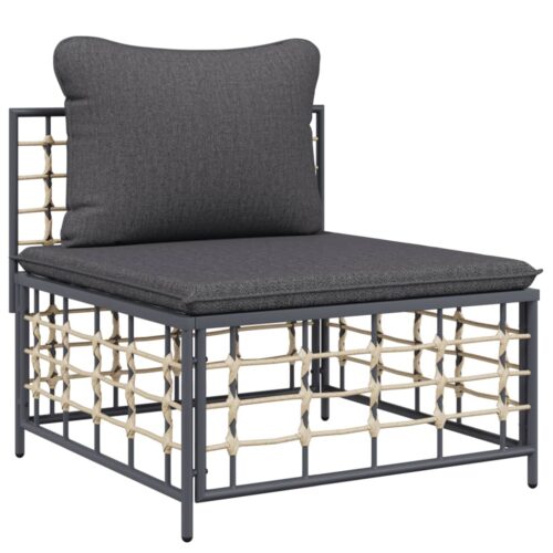 6-Piece Garden Lounge Set with Cushions Anthracite Poly Rattan - Image 5