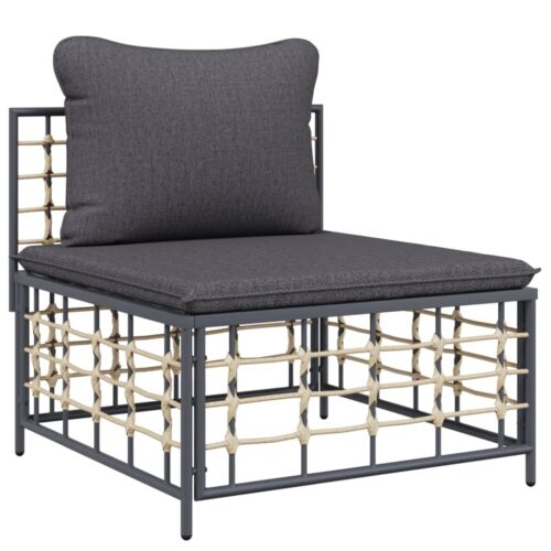 6-Piece Garden Lounge Set with Cushions Anthracite Poly Rattan - Image 5