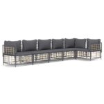 6-Piece Garden Lounge Set with Cushions Anthracite Poly Rattan