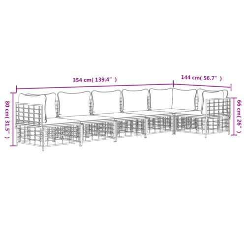 6-Piece Garden Lounge Set with Cushions Anthracite Poly Rattan - Image 8