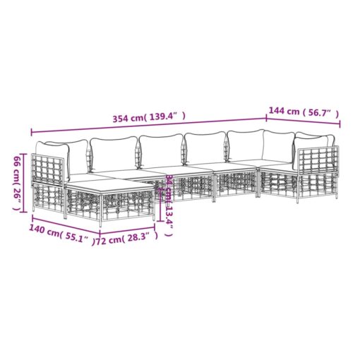 7-Piece Garden Lounge Set with Cushions Anthracite Poly Rattan - Image 9