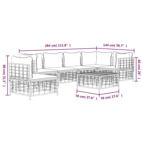 7-Piece Garden Lounge Set with Cushions Anthracite Poly Rattan - Image 8