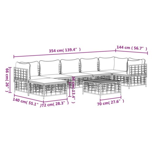8-Piece Garden Lounge Set with Cushions Anthracite Poly Rattan - Image 10