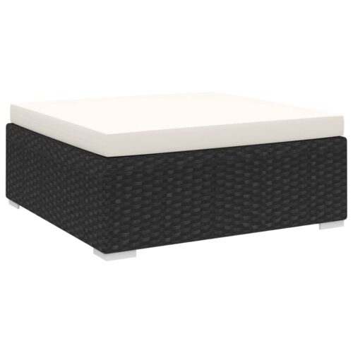 Sectional Footrest 1 pc with Cushion Poly Rattan Black - Image 2