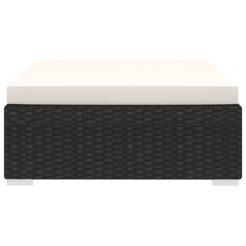 Sectional Footrest 1 pc with Cushion Poly Rattan Black - Image 3