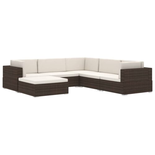 Sectional Footrest 1 pc with Cushion Poly Rattan Black - Image 6