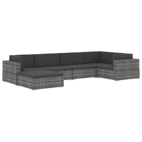 Sectional Footrest 1 pc with Cushion Poly Rattan Black - Image 8