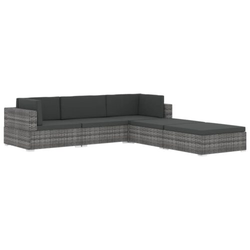 Sectional Footrest 1 pc with Cushion Poly Rattan Black - Image 9