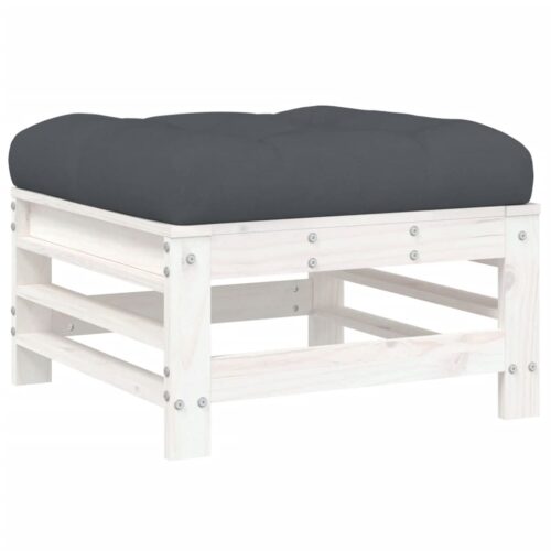 White Pine Wood Outdoor Footstool Garden Patio Bench Ottoman Stool Chair Seat - Image 5