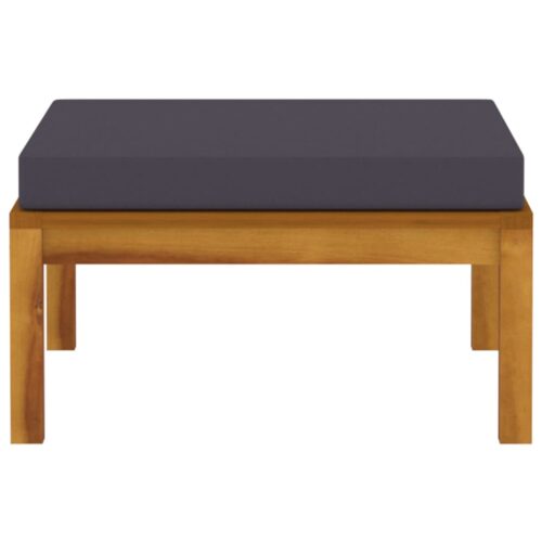 Footrest with Dark Grey Cushion Solid Acacia Wood - Image 3