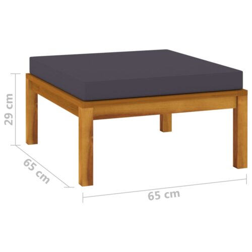 Footrest with Dark Grey Cushion Solid Acacia Wood - Image 6
