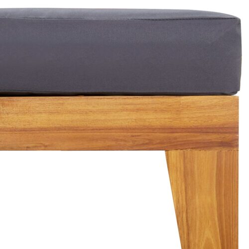 Sectional Footrest with Dark Grey Cushion Solid Acacia Wood - Image 4