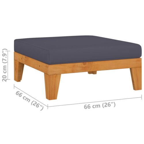 Sectional Footrest with Dark Grey Cushion Solid Acacia Wood - Image 6