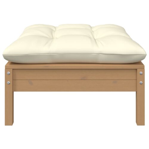 2-Seater Garden Sofa with Cream Cushions Solid Pinewood - Image 3