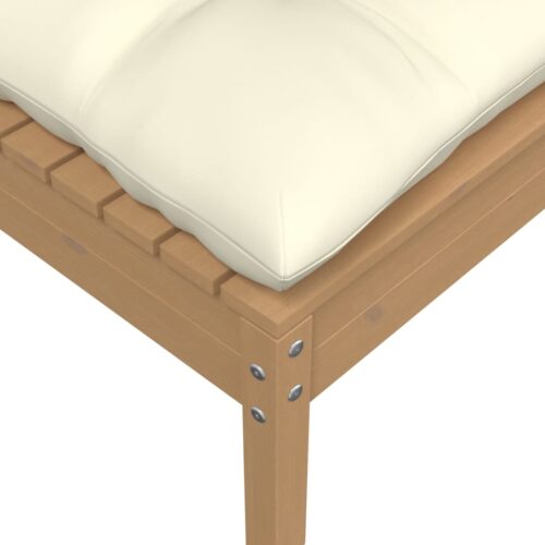 2-Seater Garden Sofa with Cream Cushions Solid Pinewood - Image 4