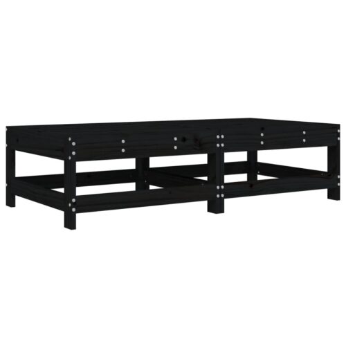 2pcs Outdoor Footstool Garden Patio Bench Ottoman Chair Seat Black Pine Wood - Image 3