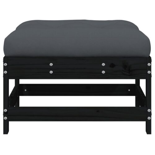 2pcs Outdoor Footstool Garden Patio Bench Ottoman Chair Seat Black Pine Wood - Image 5