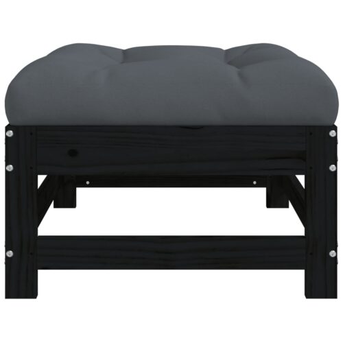 2pcs Outdoor Footstool Garden Patio Bench Ottoman Chair Seat Black Pine Wood - Image 6