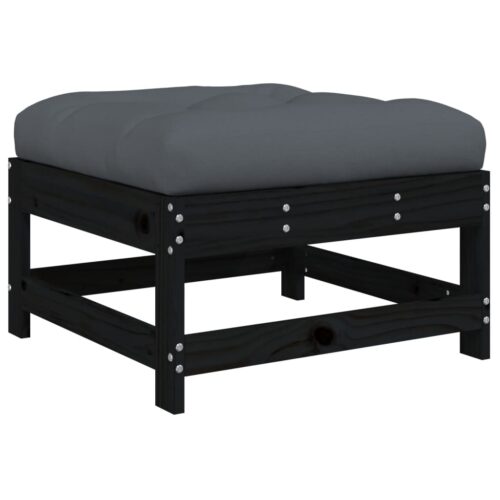 2pcs Outdoor Footstool Garden Patio Bench Ottoman Chair Seat Black Pine Wood - Image 7